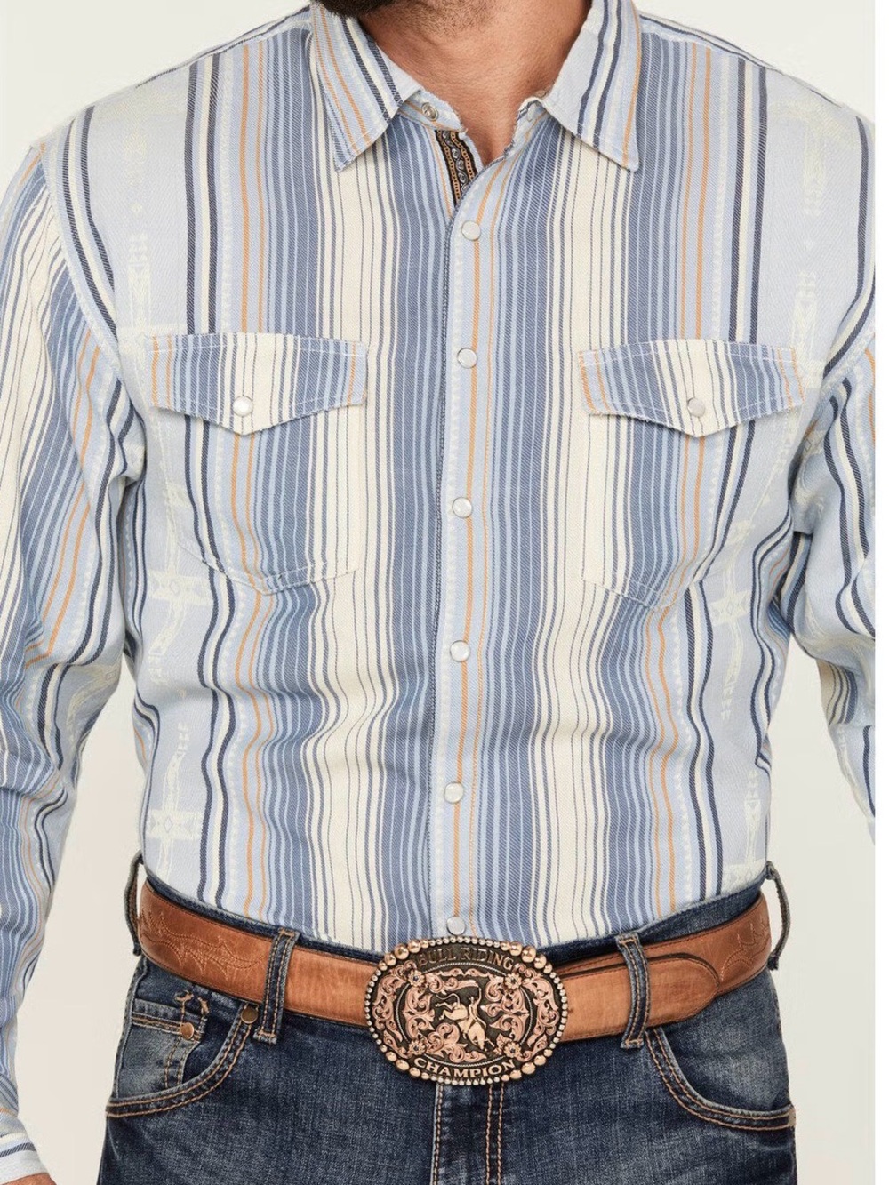 SCULLY MEN'S SERAPE STRIPED LONG SLEEVE PEARL SNAP WESTERN SHIRT Cotton: XL